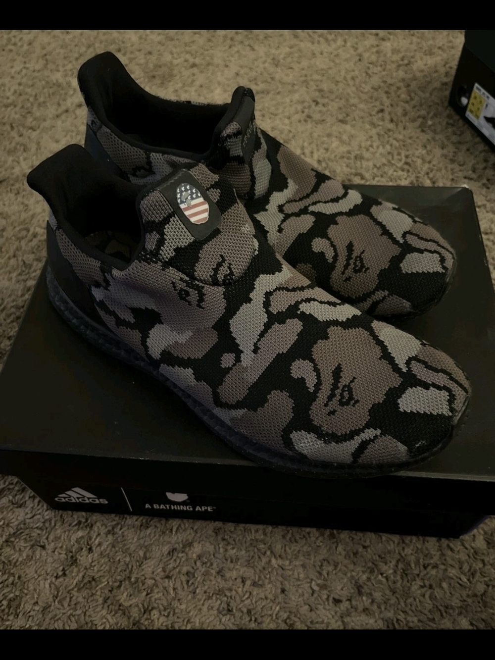 adidas Men's Slip-On Athletic Shoes in Black and Gray Camouflage